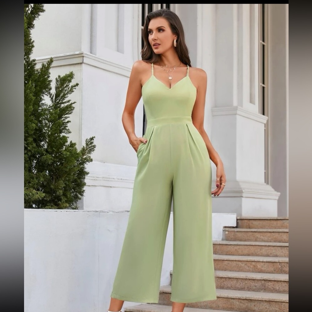 Double Crazy Zip Back Wide
Leg Cami Jumpsuit
